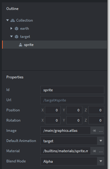 Target sprite properties