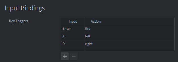 Set input bindings