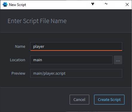 Name player1 script