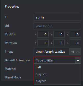 Select animation for sprite