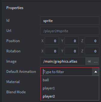 Select animation for sprite